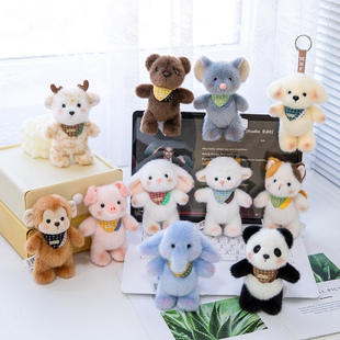 卡通泡芙小猪熊猫毛绒公仔挂件包挂饰泡芙兔子猫咪玩偶钥匙扣礼物