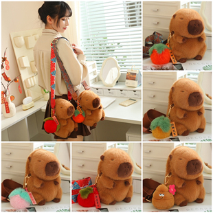 好柿发生卡皮巴拉公仔斜挎包水豚玩偶手机零钱包单肩背包新年礼物