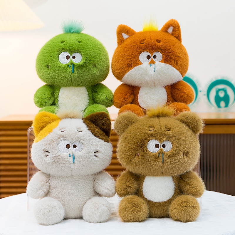 卡通鼻涕憨憨乌龟小熊毛绒公仔流鼻涕小猫咪狐狸玩偶桌伴娃娃礼物