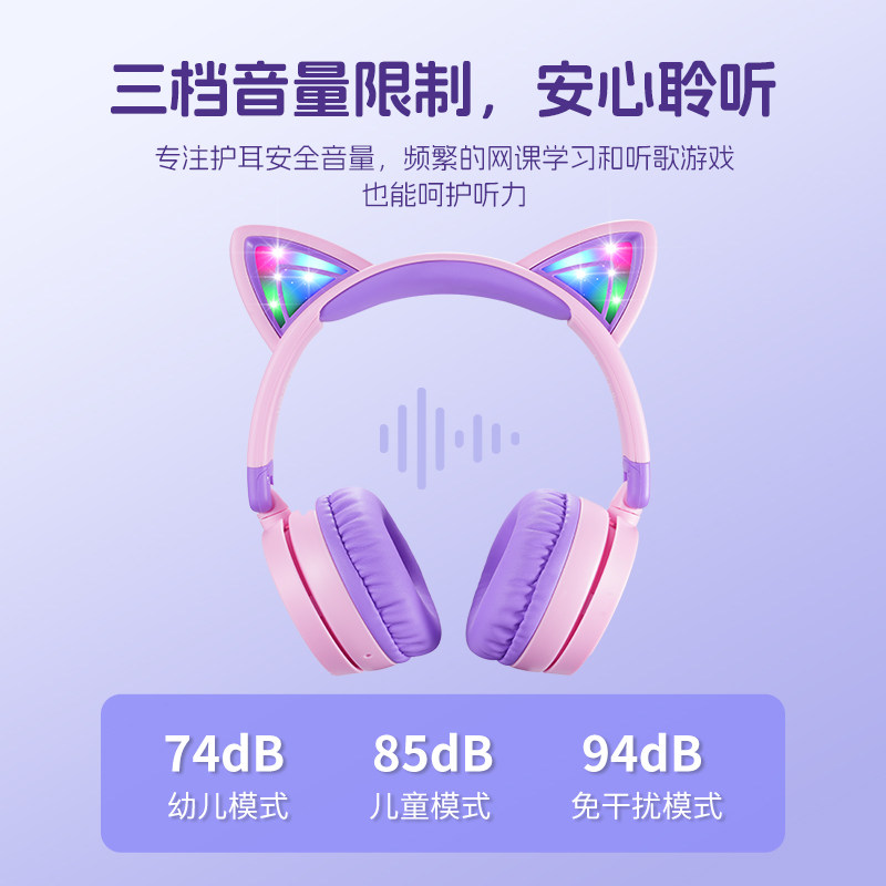 TRIBIT趣倍网红少女儿童耳机猫耳头戴式耳麦网课学习保护听力新款