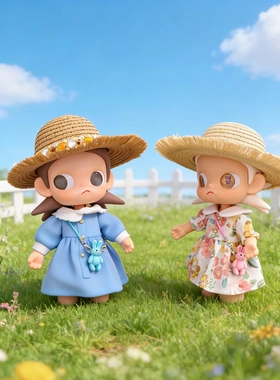 20CM嘎子姐衣服春夏清新甜美碎花连衣裙着替1/8向往之处Zsiga草帽