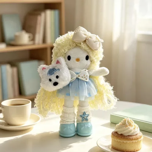 helloKitty小挂件 卷发毛绒公仔包包挂件 长腿kt猫玩偶车挂饰