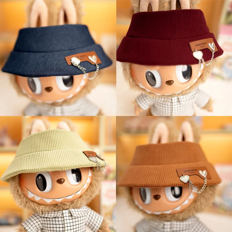 38cm拉布布毛绒娃娃衣服着替Labubu公仔衣服配饰大号爱心链条帽子