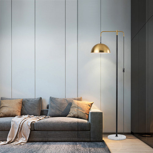 后现代大理石落地灯 创意客厅书房酒店床头金色金属立式灯 沙发