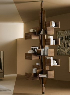 铭华意式旋转书架albero别墅置物架极简实木高端设计师款落地陈列