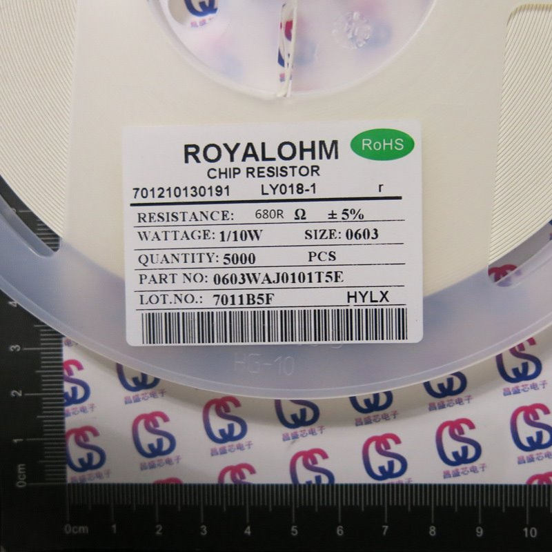 0603贴片电阻 680欧 680R 标字681 1/10W 精度5% 一盘5000只=22元