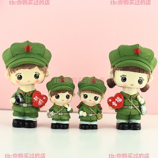 延安高档军人公仔手办家居饰品树脂摆件人偶小兵战士红军纪念品