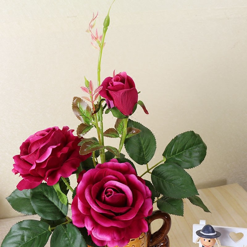 仿真花束b玫瑰绢花套装摆件客厅室内摆件餐桌塑料陶瓷花盆加玫瑰,家居饰品,仿真花/假花,淘宝优惠券,粉丝福利购,淘宝优惠卷