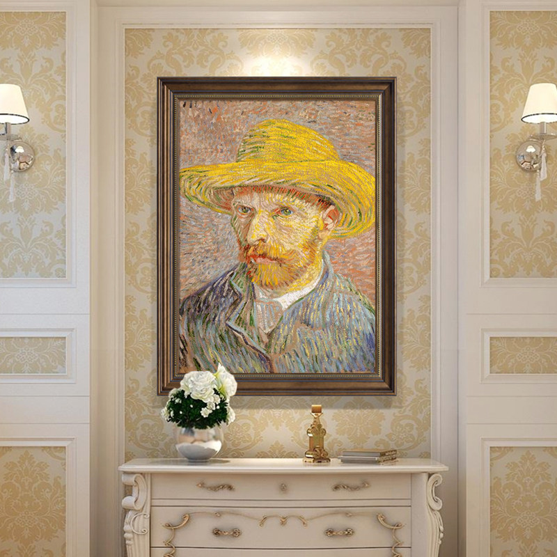 梵高自画像玄关客厅装饰画餐厅墙面挂画美式卧室床头Y复古油画壁,家居饰品,现代装饰画,淘宝优惠券,粉丝福利购,淘宝优惠卷