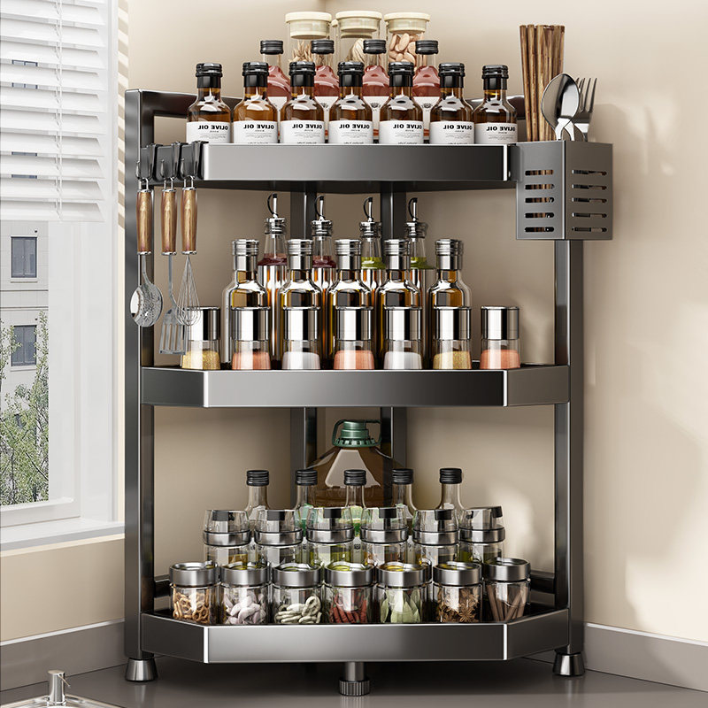 厨房多功能置物架台面转角调料品盐调味罐多层调味料Y收纳三角架,厨房/烹饪用具,调料置物架,淘宝优惠券,粉丝福利购,淘宝优惠卷