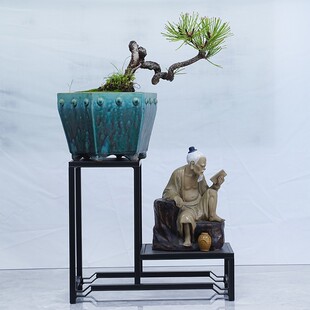 两层小品铝合金花架盆景花几中式古典园艺几架茶R具多肉绿植摆设