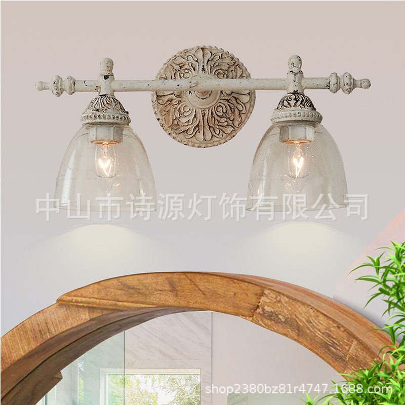 美式复古雕刻镜前壁灯