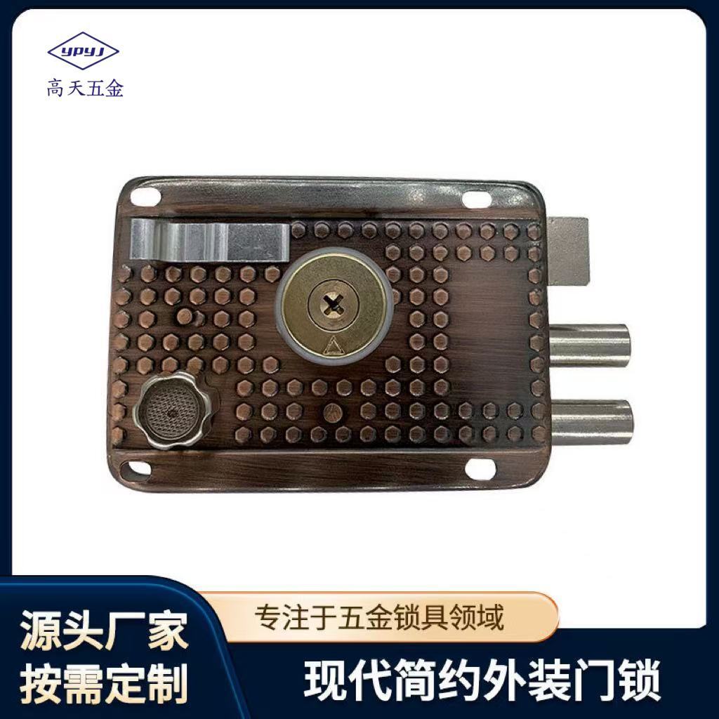 古铜十字铁包铝三保插芯锁