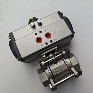 304气动三片式直通球阀DN8-10-15-20-25-32-40-50 AT不锈钢气动球