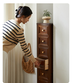 加厚实木复古五斗柜夹缝柜简约床头柜抽屉式 收纳柜小型28cm窄边柜