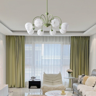 客厅灯现代简约主卧室灯法式奶油风中古餐厅灯具温馨浪漫花朵吊灯