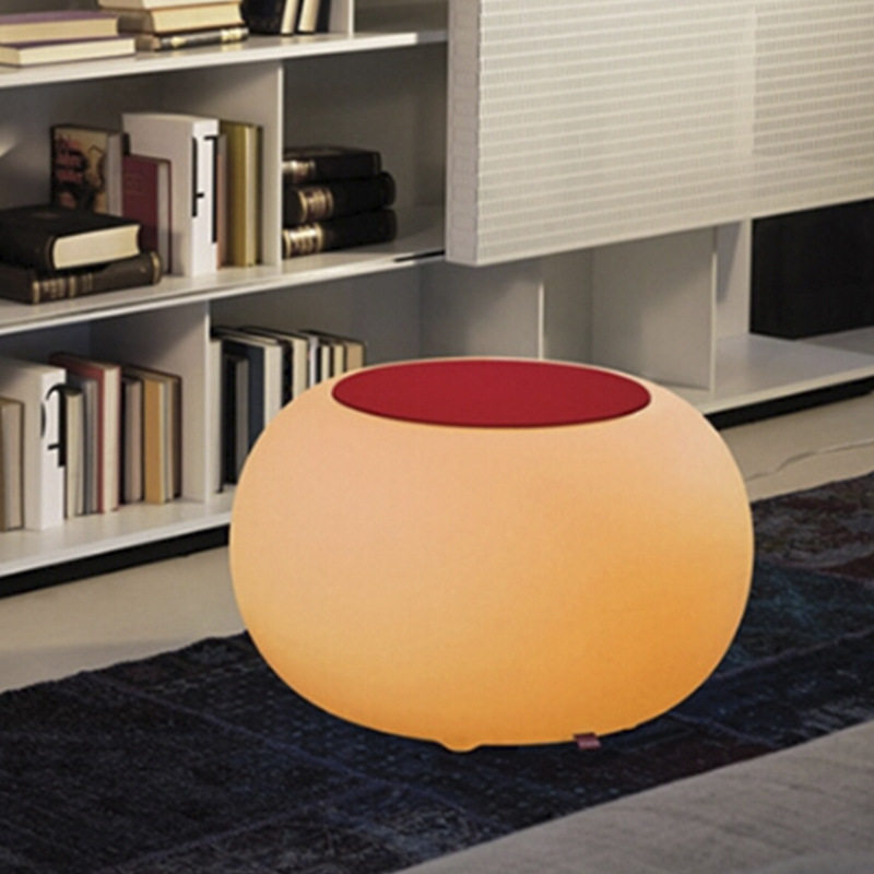 酷擎LED发光茶几圆形现代简约时尚咖啡桌酒吧餐厅圆鼓圆形茶几