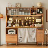 2026北欧实木餐边柜家具樱桃木置物柜一体家用厨房橱柜靠墙储物柜