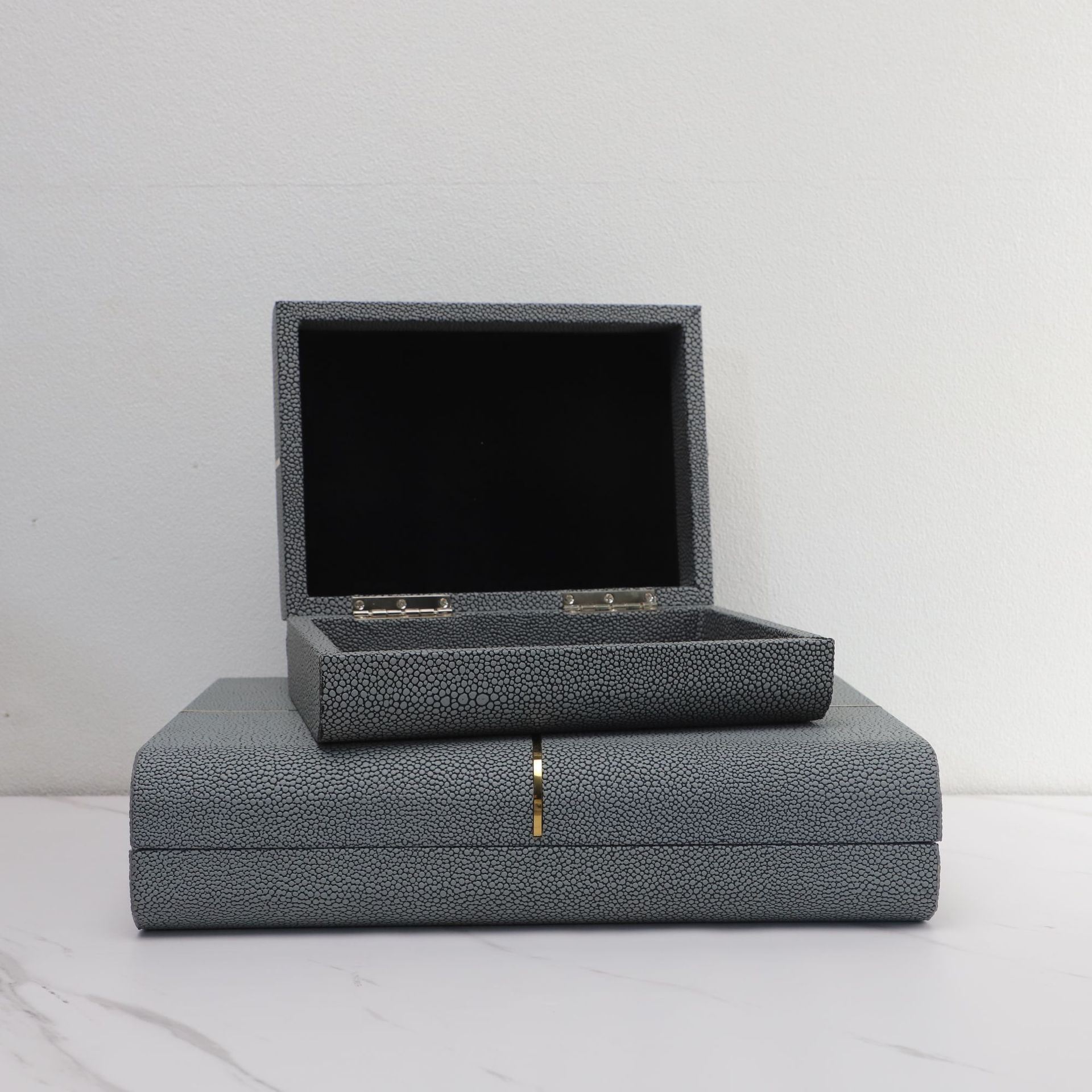 新中式木质皮革储物盒样板房卧室衣帽间家居玄关收纳软装饰品摆件