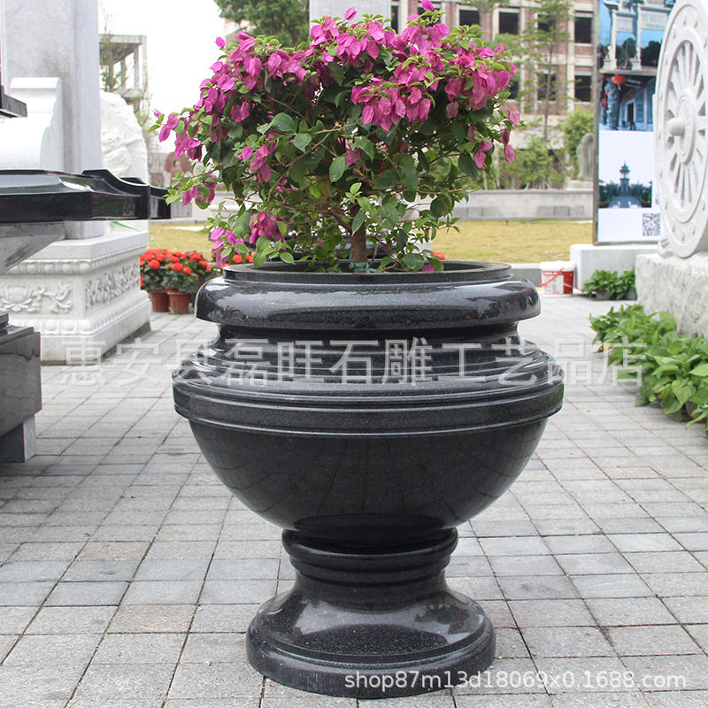 花岗岩石雕花盆厂家直供