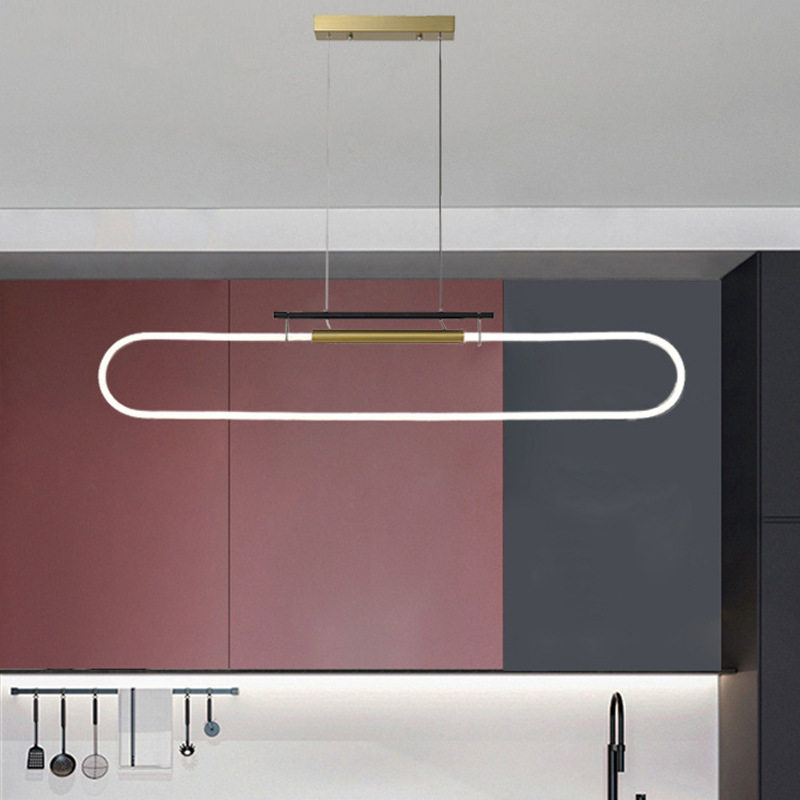 北欧极简长条餐厅吊灯现代简约线条设计师餐厅灯吧创意艺术台吊灯