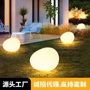 LED太阳能石头灯民宿花园庭院灯鹅卵石户外防水草坪灯彩灯