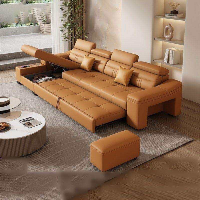 多功能猫抓皮沙发床两用2026新款简约现代客厅可储物伸缩小户型