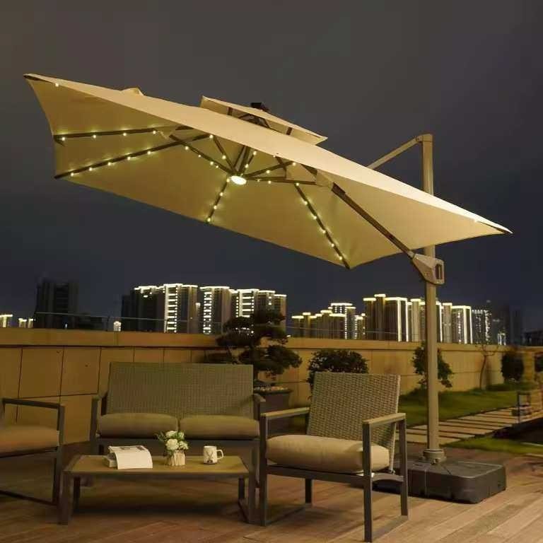 户外遮阳伞别墅庭院伞露营太阳能带灯伞太阳伞室外罗马伞防紫外线,3C数码配件,摄像机配件,淘宝优惠券,粉丝福利购,淘宝优惠卷