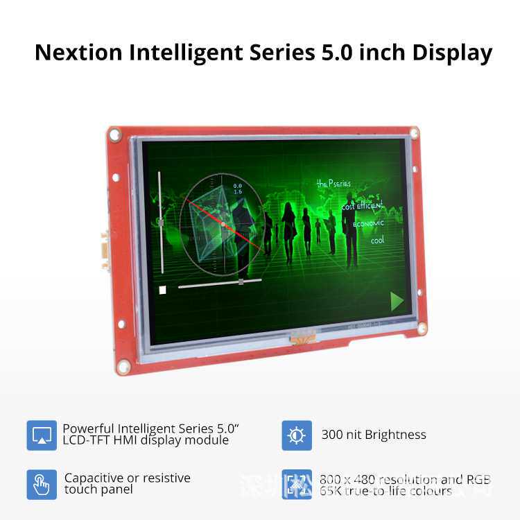 Nextion智能电阻屏5.0寸人机交互HMI英文版NX8048P050_011R不带壳