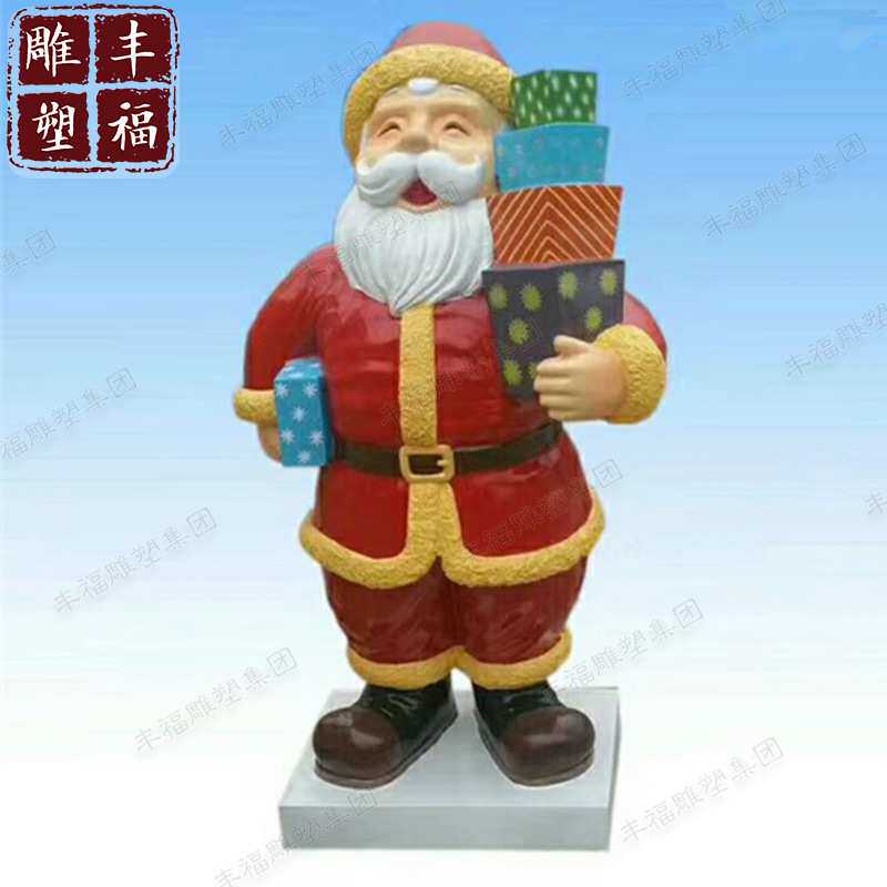 大型树脂卡通人物圣诞老人节日主题摆件 玻璃钢圣诞老人雕塑