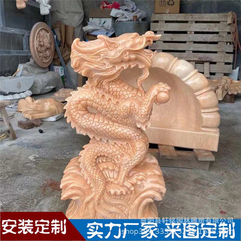石雕生肖龙头汉白玉鱼塘龙吐水别墅庭院喷泉景观水池流水摆件石材