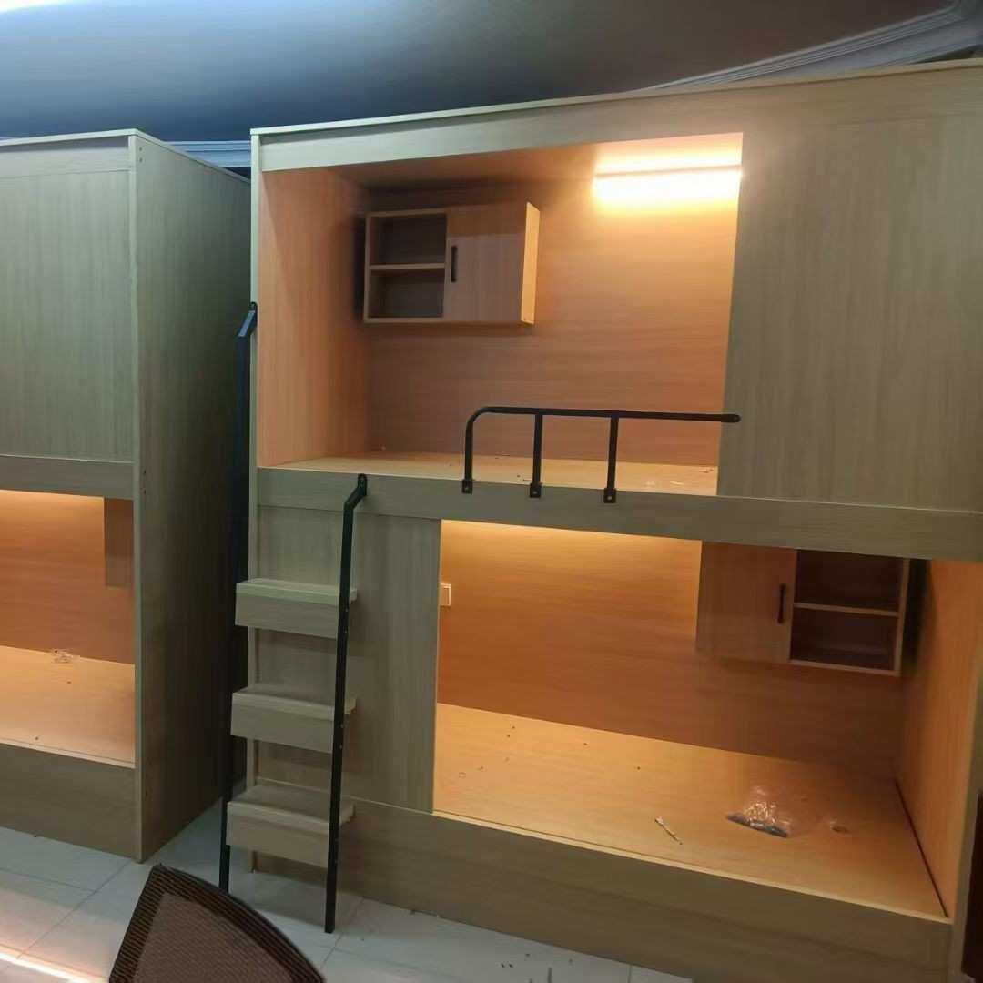 太空舱上下床员工双人床宿舍铺学校高低床民宿双层床板式床