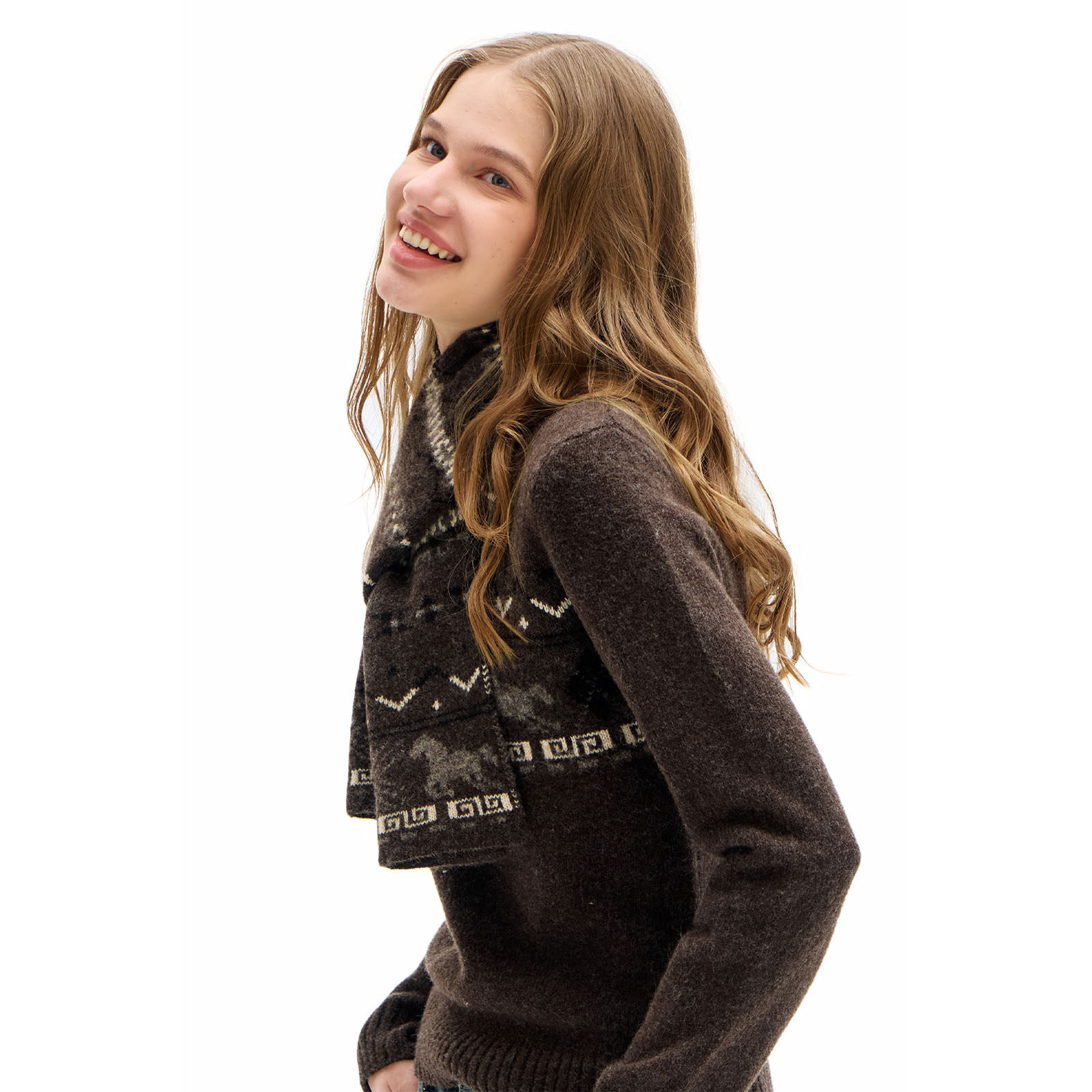 call it a day咖色/藏青色原创费尔岛小马提花保暖围巾围脖含羊毛,服饰配件/皮带/帽子/围巾,围巾/丝巾/披肩,淘宝优惠券,粉丝福利购,淘宝优惠卷