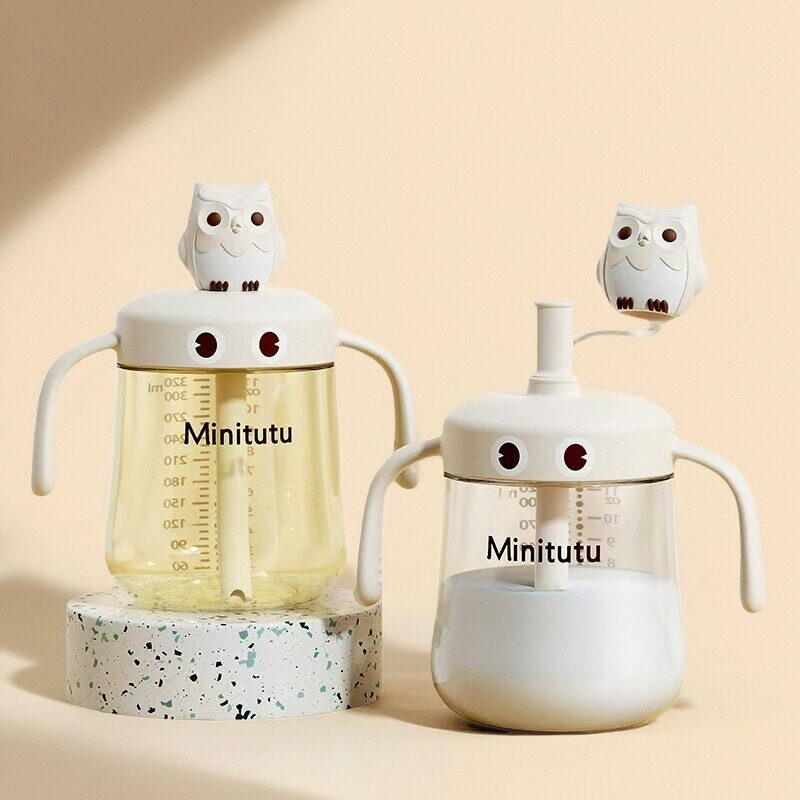 儿童牛奶杯宝宝奶瓶一岁以上学饮喝奶杯直饮吸管水杯大口径耐高温