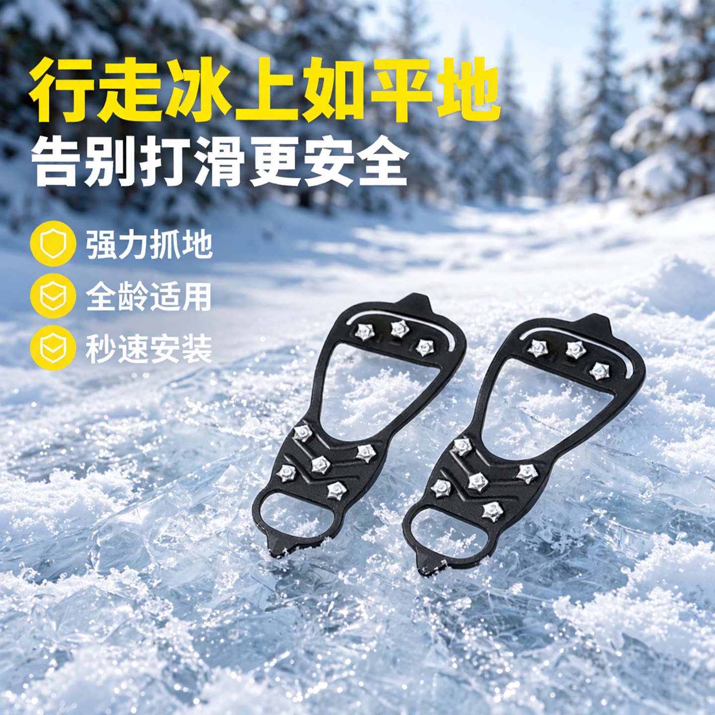 冬季雪地五齿防滑冰爪