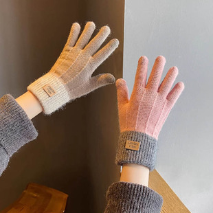 手套冬季 防寒骑行触屏针织手套保暖男女通用 加绒加厚韩版