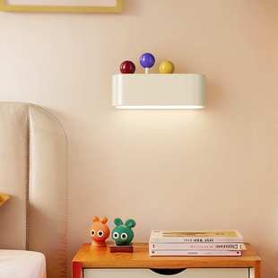 奶油风壁灯创意彩色球体儿童房墙壁灯新款装饰卧室客厅背景墙灯具