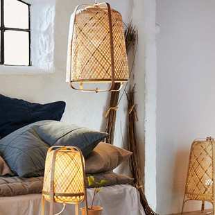 日式竹编落地灯民宿客厅卧室沙发边墙角茶室灯复古榻榻米竹艺台灯