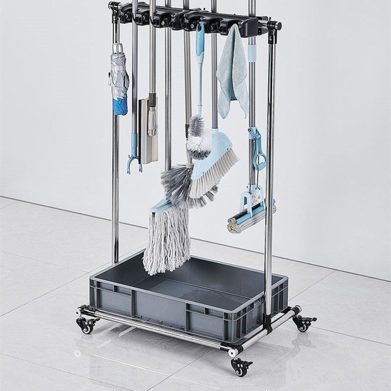 拖把架落地不锈钢收纳架子移动置物架放扫把墩布清洁工具阳台挂架