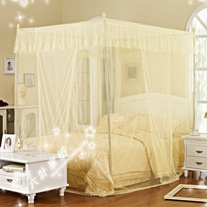 蚊帐不锈钢支架管三开门公主床幔方顶杆子加厚落地1.2 1.5 1.8床