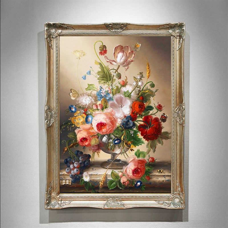 十字绣线绣新款花瓶玫瑰花牡丹图客厅刺绣欧式油画酒杯满绣自己绣