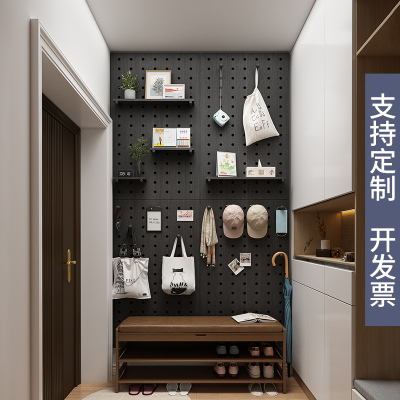 洞洞板实木定制墙上置物架挂墙书架桌面挂板墙面隔板收纳架展示架