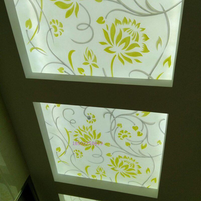 定制钢化雕刻工艺欧式玄关隔断屏风门透光吊顶天花艺术玻璃金银藤