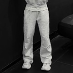 WOKEN MIGHT 微喇卫裤 加绒宽松拼接打褶阔腿长裤