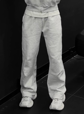 WOKEN MIGHT 微喇卫裤 加绒宽松拼接打褶阔腿长裤