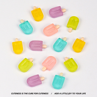 卡通夜光迷你彩色冰棍玩具冰棒微缩冰淇淋食玩发光小雪糕模型diy