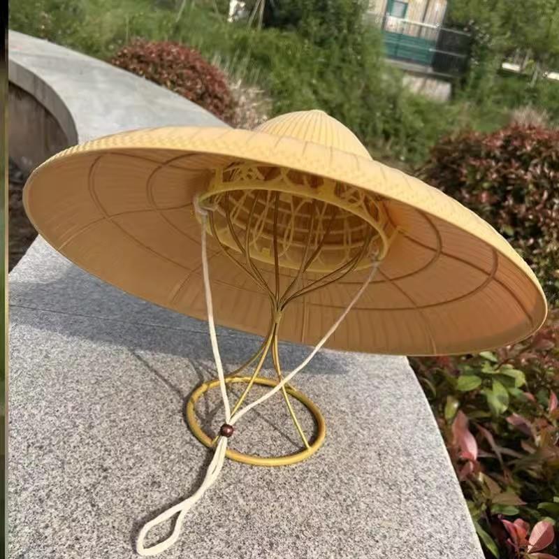 防竹编大檐防雨防晒草帽塑料林冲帽男女户外采茶农民干活钓鱼遮阳