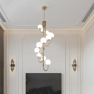 法式楼梯吊灯长吊灯简约现代旋转loft公寓挑空客厅灯小复式楼吊灯