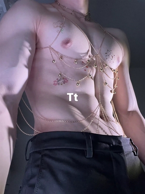 抖音男网红同款流苏胸链Tt同款情侣珠链男神珠链情侣约会神器