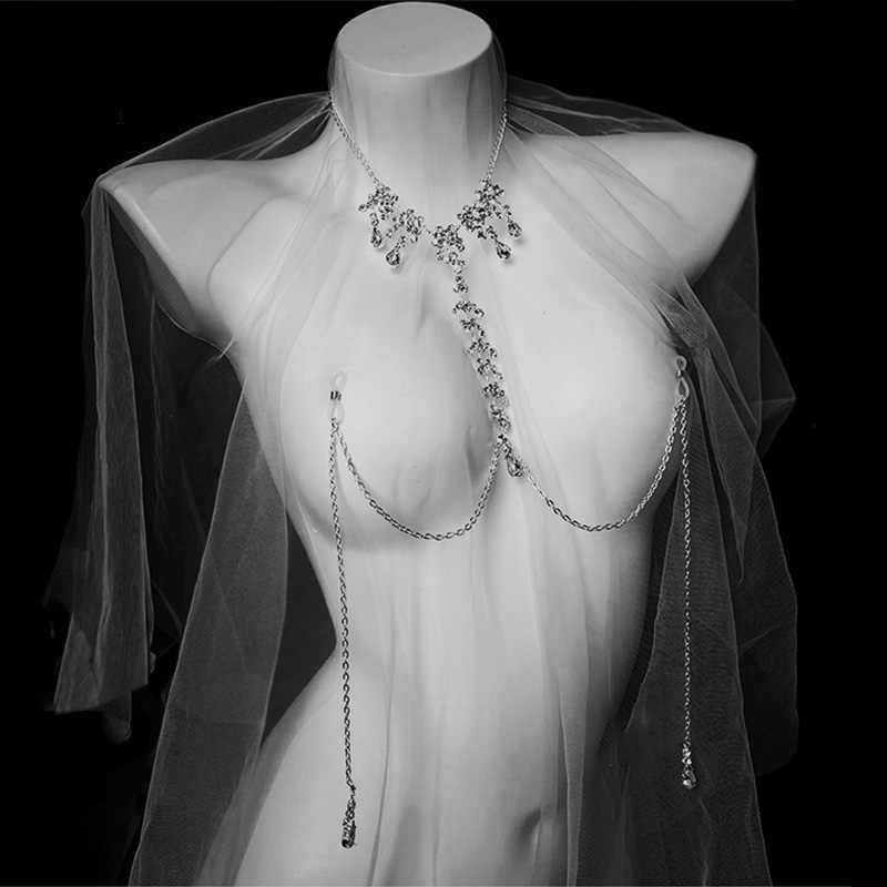 外网热销款雪花水钻挂脖乳头链水滴吊坠设计辣妹夜店风满钻胸链,家居饰品,创意礼品,淘宝优惠券,粉丝福利购,淘宝优惠卷